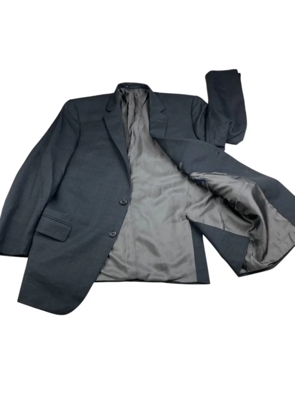Hart Schaffner Marx Men's 100% Wool 2-Button Blazer Navy Blue Plaid • USA • 46R